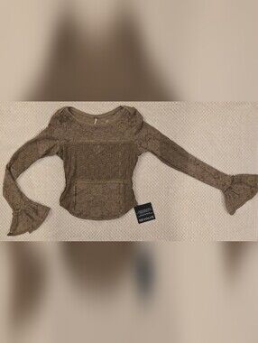 Free People Dutch Cocoa Lace Bell Sleeve Top NWT Small Boho Romantic
